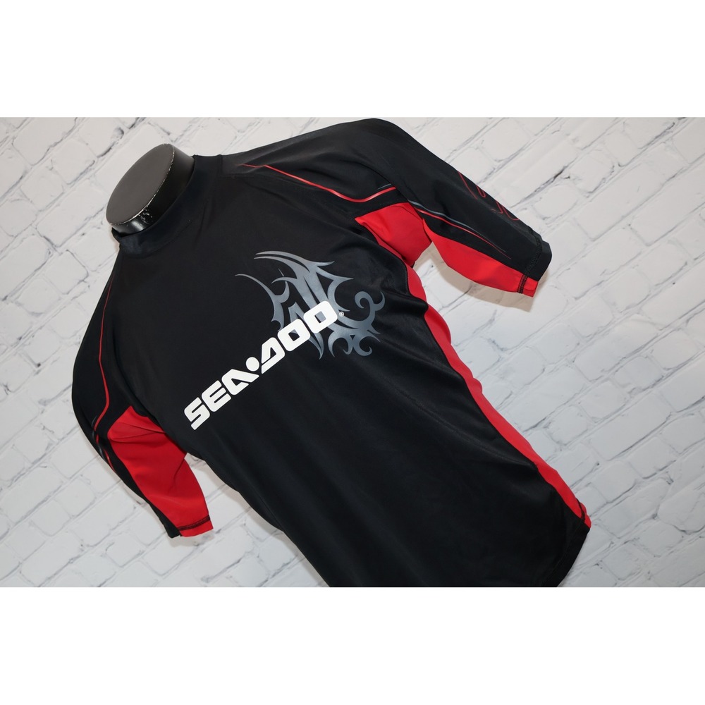 Sea-Doo Rash Guard Womens Mens XXL Black Red Tribal Graphic BRP PWC SPF UV 50+